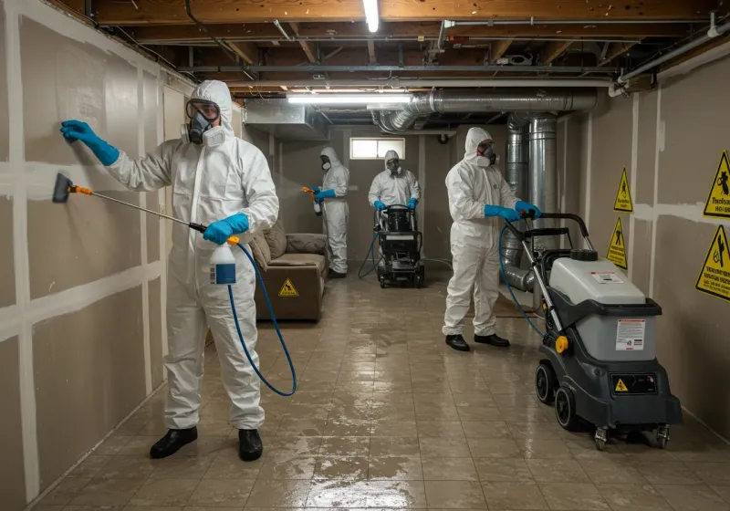 Basement Moisture Removal and Structural Drying process in Hampden, ME